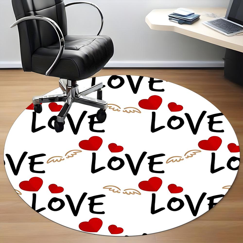 1pc Love Hearts Wings Carpet for Office Non Slip, Round Carpet, Soft & Comfortable, Carpet for Office, Lightweight Round Floor Mat