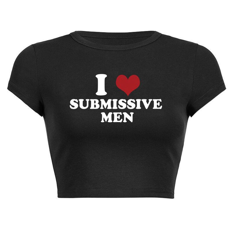 New European and American Spice Girls alphabet-printed navel top summer round neck pullover slim shoulder sleeves short T-shirt