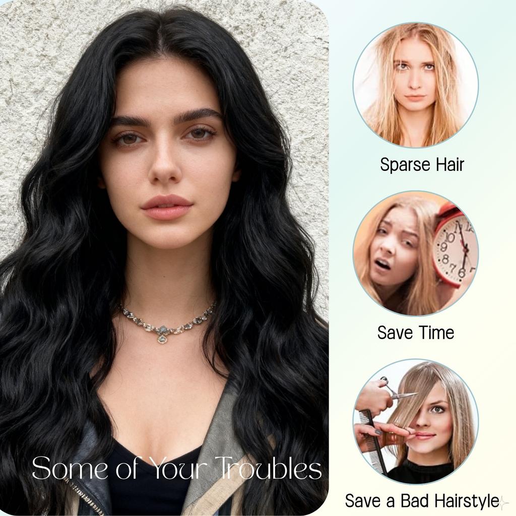 European American Fashion New Wig Black Forehead Lace Mid Split Wool Roll Long Curled Hair