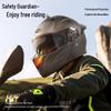 AD Unisex Full Face Motorcycle Helmet with LED Taillight, All-Season, 3C/DOT Certified, Flip-Up Design