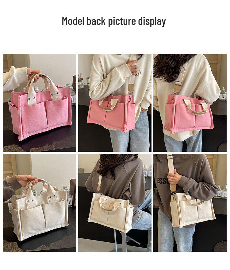 2024 Multi-Layer Color Block Canvas Crossbody Tote Bag for Mommies