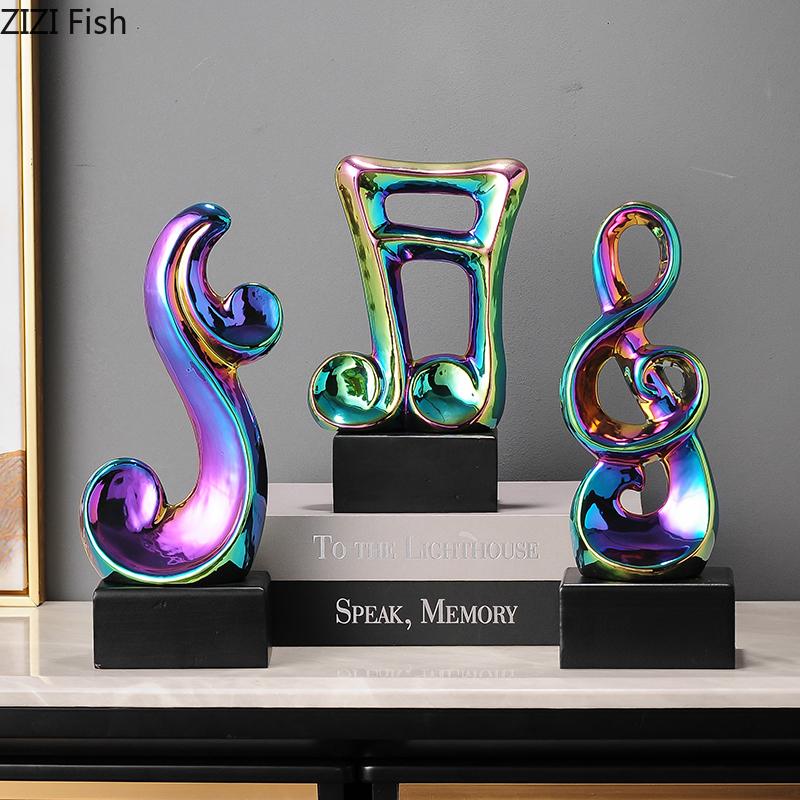 Colorful Musical Symbols Ceramic Crafts Statue Desk Decoration Ornaments Creative Musical Note Sculpture Room Aesthetic Decor