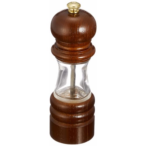 IKEDA Pepper Mill Crystal Wood 6701, Crystal Glass Body & Zelkova Wood, Iron Fittings, Brass Knob, Japan, PKL39