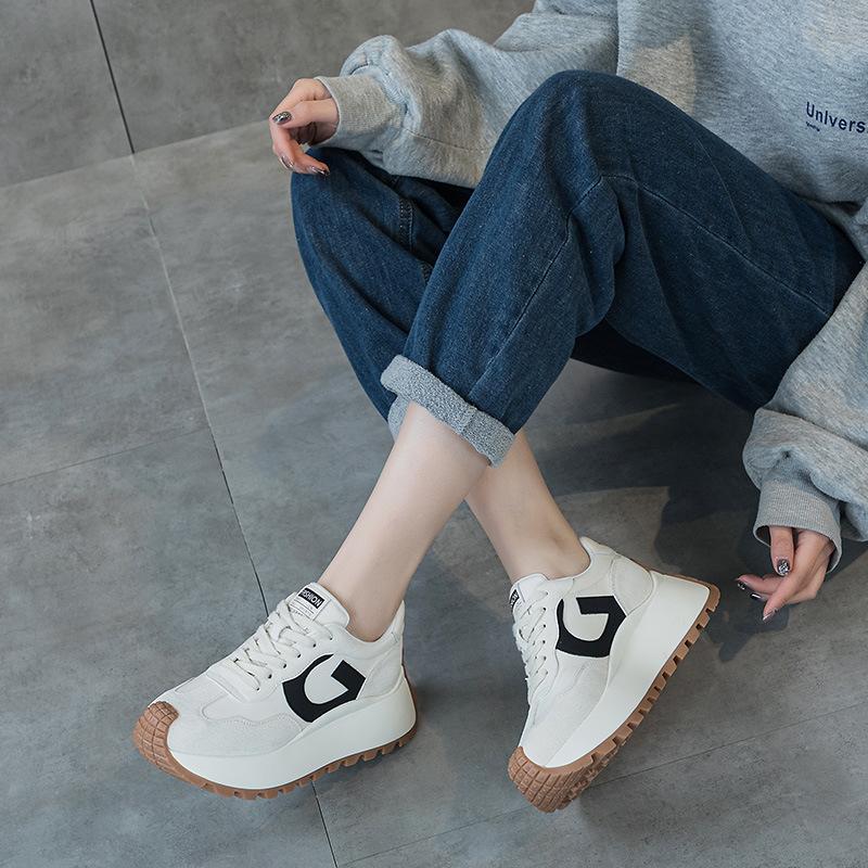 European Station Platform Forrest Gump Shoes Women's  New Breathable Inner Height Increase Sports and Leisure Shoes