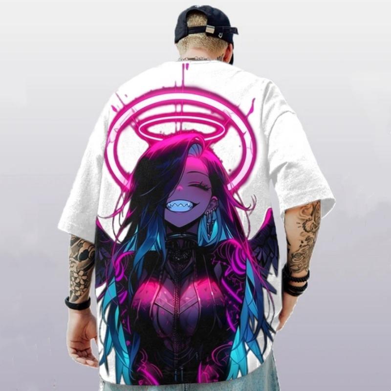 3d Anime Beauty Print Short Sleeve T-Shirt Street Trend Men's T-Shirt Summer Loose Oversized Short Sleeve Quick Dry Tees For Men