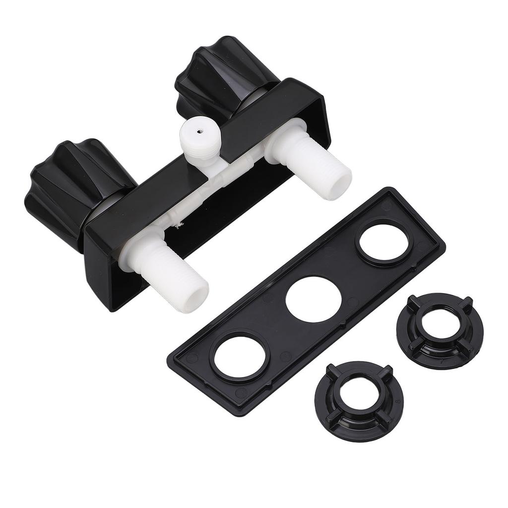 RV Shower Faucet Valve Diverter Shower Mixing Valve Control with 2 Knobs Wheel For RV Motor Home Black