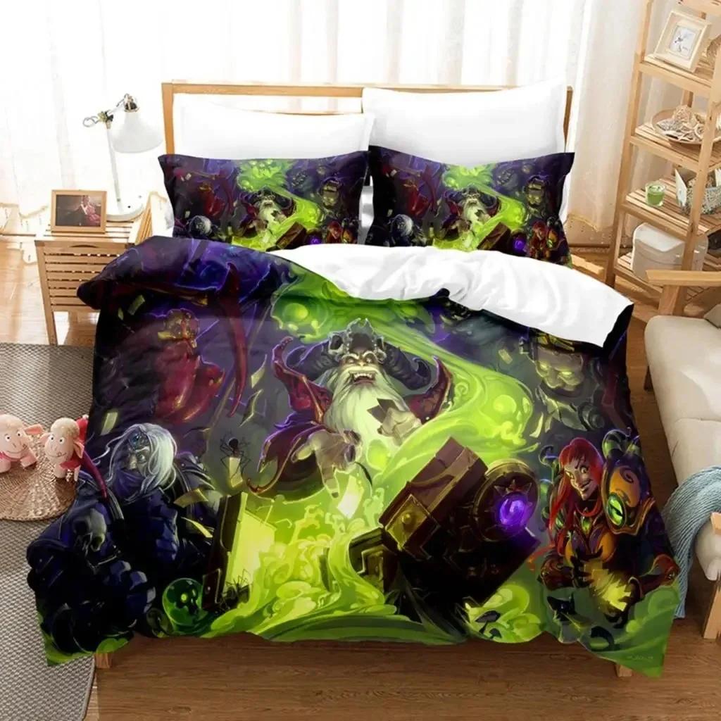 3D Game World Warcraft Bedding Set Printed Bed Set With Pillowcase Bed Duvet Cover Soft Single Double Queen King Size Kids Adult