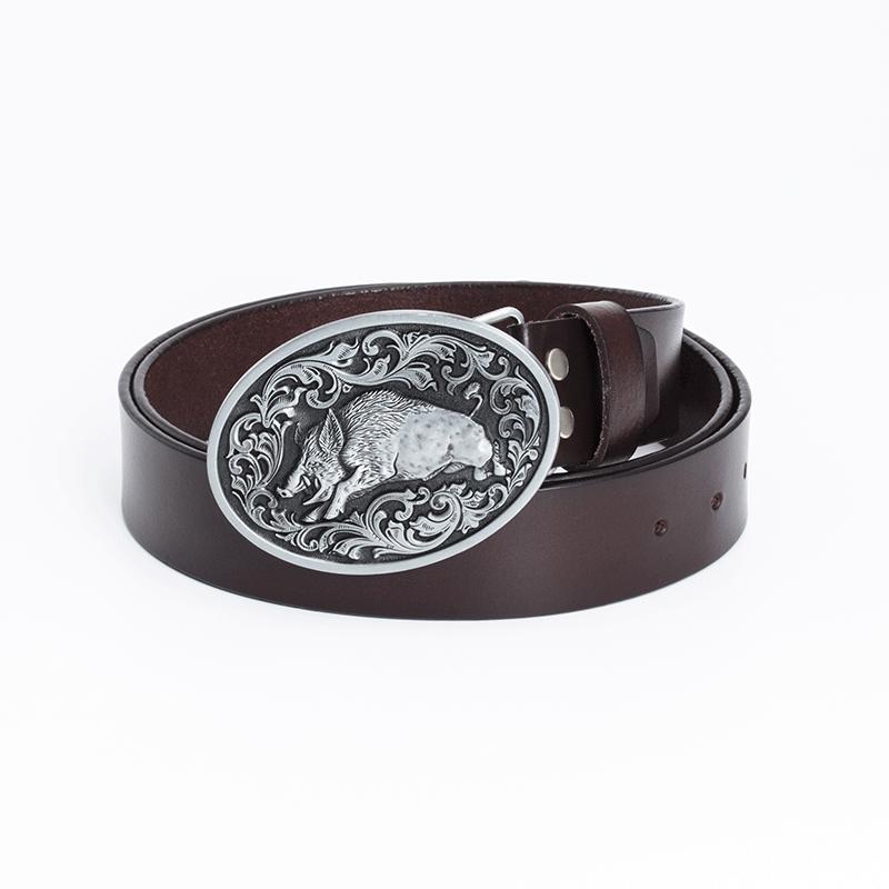 Men's Retro Cowhide Belt with Smooth Buckle - Korean Style, Trendy and Simple Wide Waistband.
