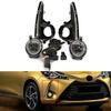 LED Fog Light For Toyota Yaris Vitz US type 2018   with Wires Switch Harness Kit angel eyes Fog lamp cover Chrome