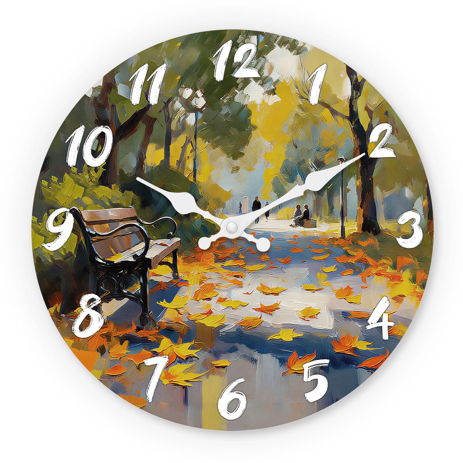 High-Quality Autumn High-Quality Park High-Quality Wooden High-Quality Wall High-Quality Clock, 10-16Inch High-Quality Silent High-Quality Wall (as the picture,10Inch)