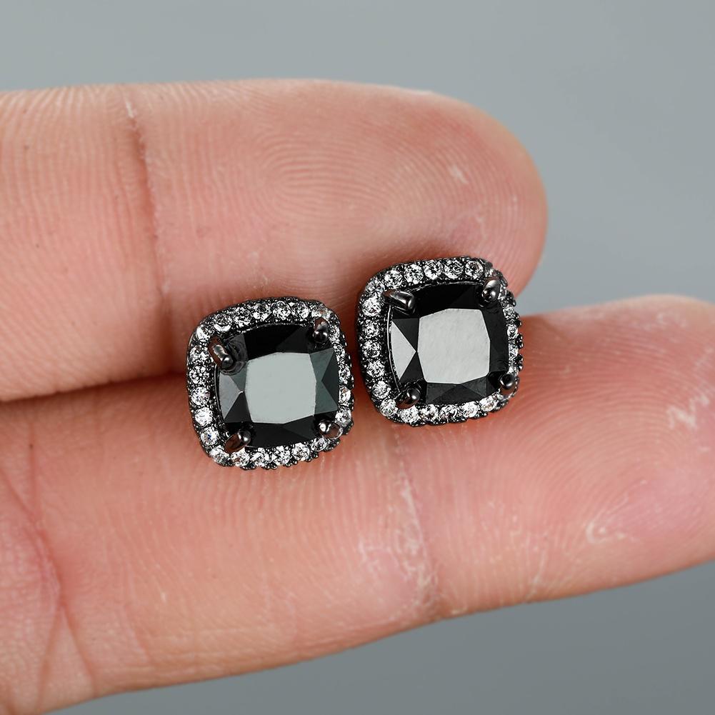 Color oro negro Corte princesa Azul Negro Blanco Púrpura Pendientes de piedra multicolor Compromiso de boda Pendientes de piedra de nacimiento arco iris