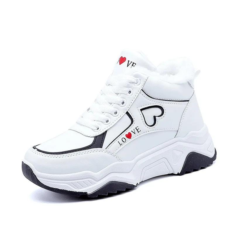 Fashion Comemore Woman Plush Warm Winter Sneakers Women High Top Sneakers Zapatillas Mujer 2025 Casual Lace Up Female Platform Shoes 40