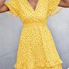 V-neck Dress Women's A-line Short Sleeved Spring Summer S-XXXL