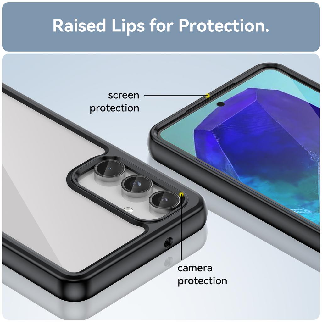 For Samsung Galaxy M55 5G/C55 5G/F55 5G Case TPU Frame Clear Acrylic Protective Phone Cover