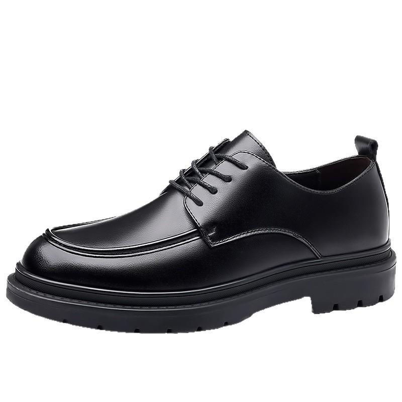 Men's casual leather shoes large size new lace-up leather shoes business dress shoes English leather shoes