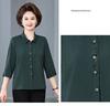 Chic Summer Lapel Top: 2026 New Arrivals for Middle-aged & Elderly Women - Three-quarter Sleeve Shirt.
