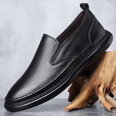 New Shoes for Men Genuine Leather Casual Shoes Flat Skateboard Shoes Comfortable Slip-on Loafers