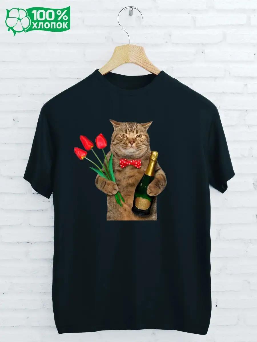 CHAMPAGNE CAT Print T-shirt S