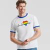 Gay Pulse Heart Men's LGBT T-Shirt Printed Pride Rainbow Colours Gift Ringer Top