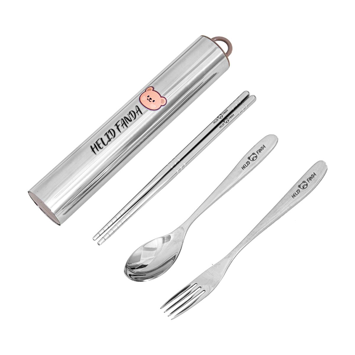 

WORTHBUY Новый Портативный Милый Набор Столовой Посуды Вилка Ложка Палочки для Еды из Нержавеющей Стали 304 с Коробкой Посудомоечная Машина Многоразовый Набор Столовой Посуды