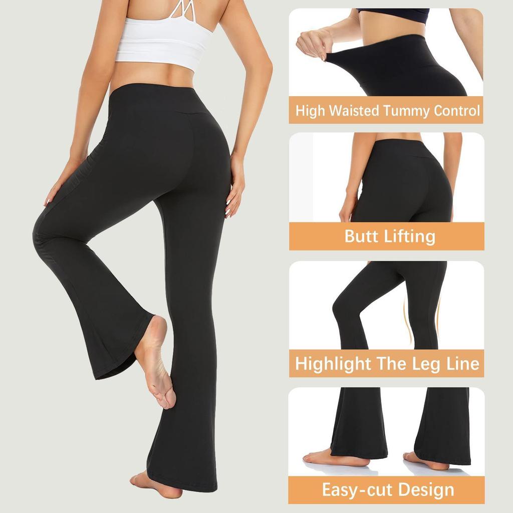 High-Waist Nude Yoga Flared Pants - Women's Hip-Lifting Fitness Tights