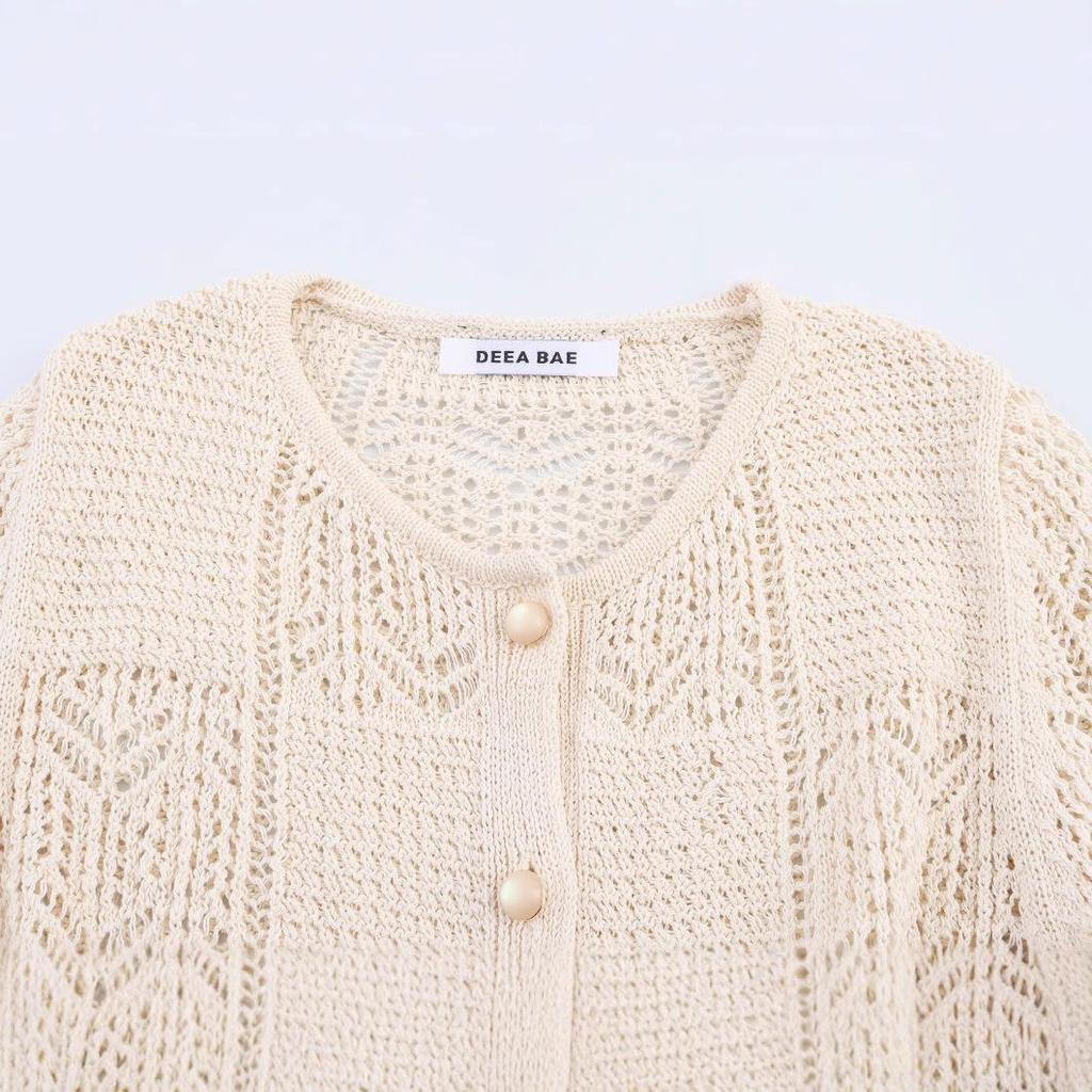 2025 Summer Women's European & American Fashion Jacquard Mesh Knit Cardigan