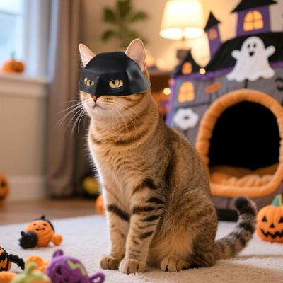 3ks Halloweenská kočičí maska Kočka Superhrdina Cosplay Oblečení Netopýří Zvířecí kostým Doplňky pro Malé Střední Kočky