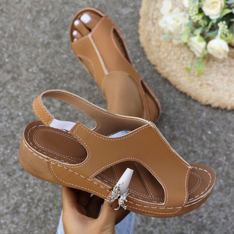 

Comfortable wedge heels for women s shoes outside, simple sandals for slippers 43 коричневый
