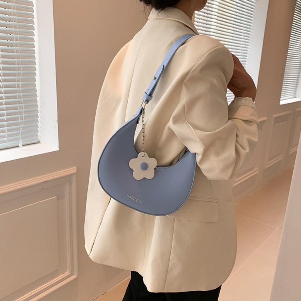 Large Capacity Flower Shoulder Bag Dumpling Shape Women Underarm Bag Half-moon Bag  Streetwear