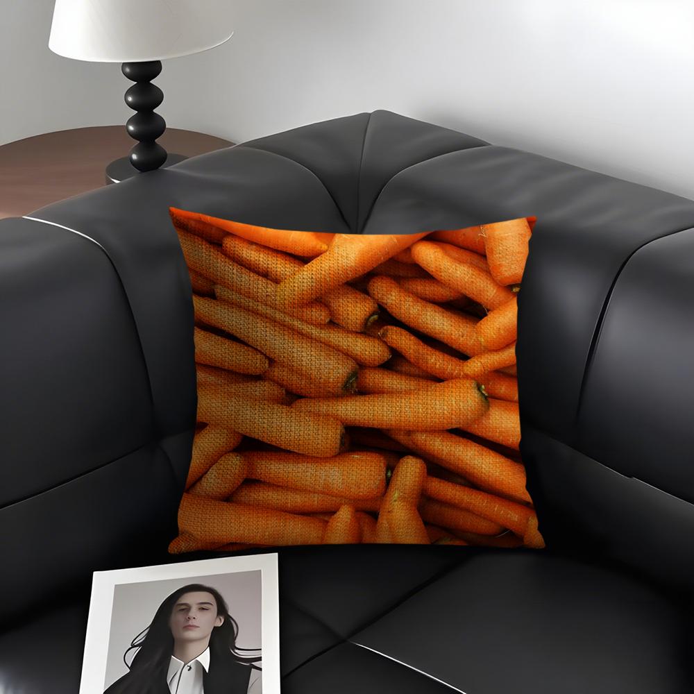 1PC Fresh Food Anime Health Cushion Cover Natural Linen Organic Fabric DoubleSided Printing Sofa Home Decor Gift Pillow Case