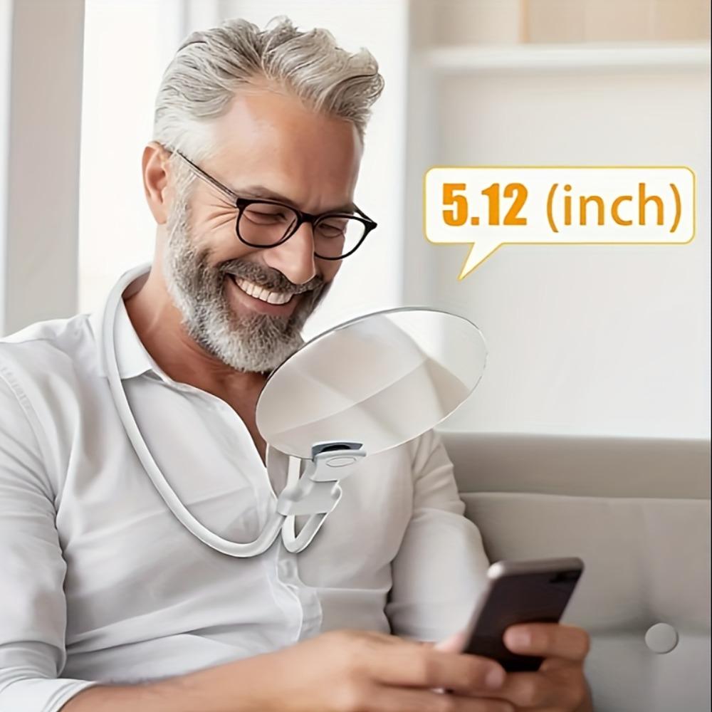 5X Hands-Free Magnifying Glass, Large Magnifer with Flexible Gooseneck for Neck Wear, Magnifying Glass with 5.12" Lens for Reading, Close Work,