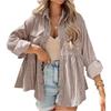 Women's Long Sleeve Ruffle Button-Up Shirt Top - Loose Fit