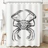 Crab Bath Mat Shower Curtain Waterproof Decorative White Modern Bathroom Accessories with Tassels for Home Decoration