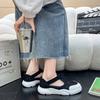 Lace Little White Shoes Women's 2025 Summer New One-pedal Platform Sandals Hollow Fisherman Shoes Breathable Flat Shoes