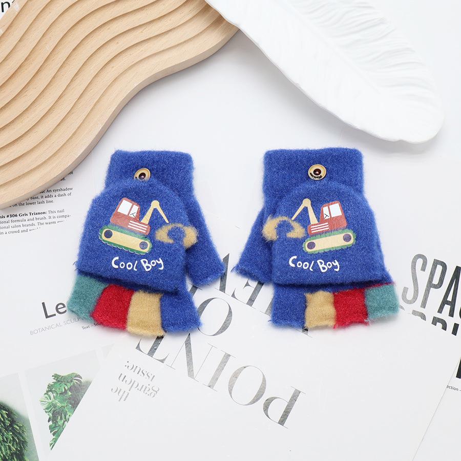 Kids' Winter Fingerless Flip-Top Writing Gloves – Warm Half-Finger Gloves for Boys & Girls