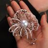French High-End Gold-Plated Floral Brooch: DIY Zircon Pin with Pearl Corsage Setting