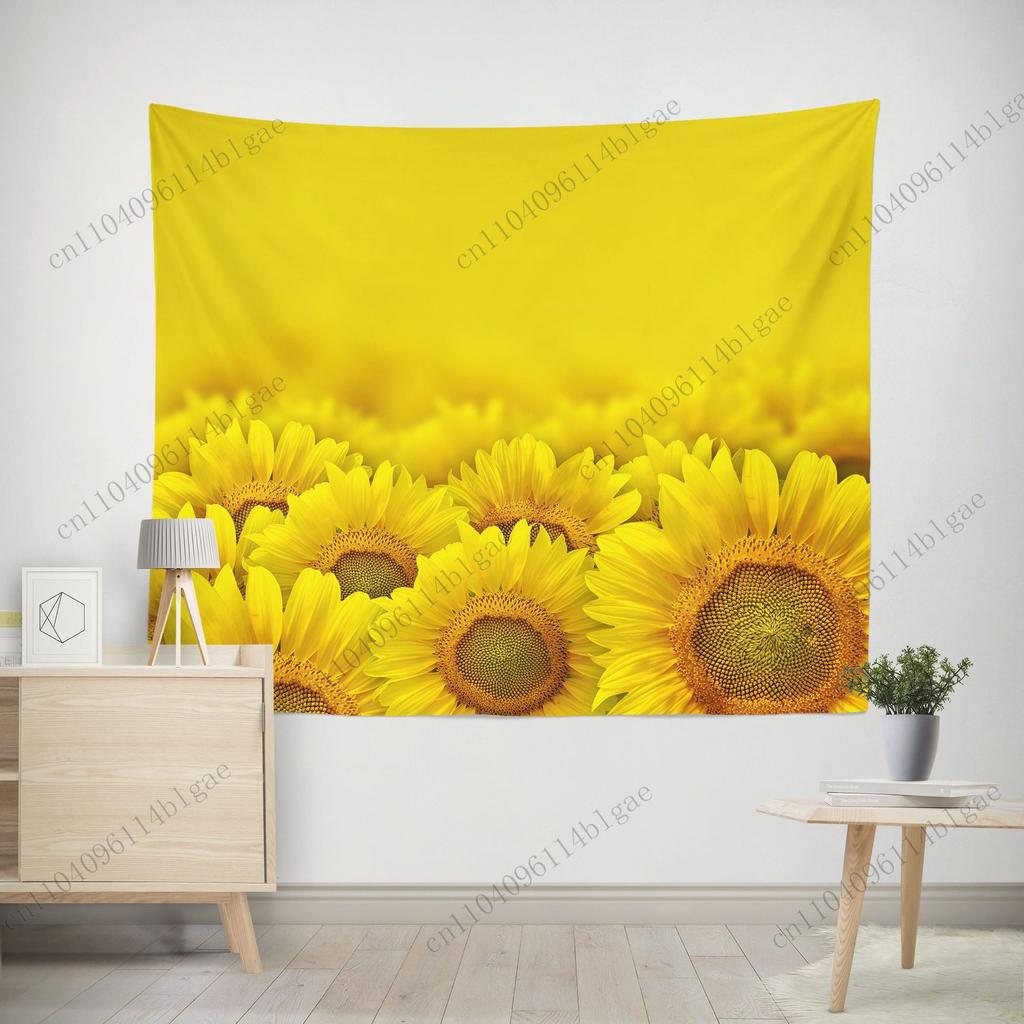 Sunflower Flower Tapestry Room Dormitory Bedside Decoration Photo Canvas Wall Tapestry Healing Style Wall Decoration