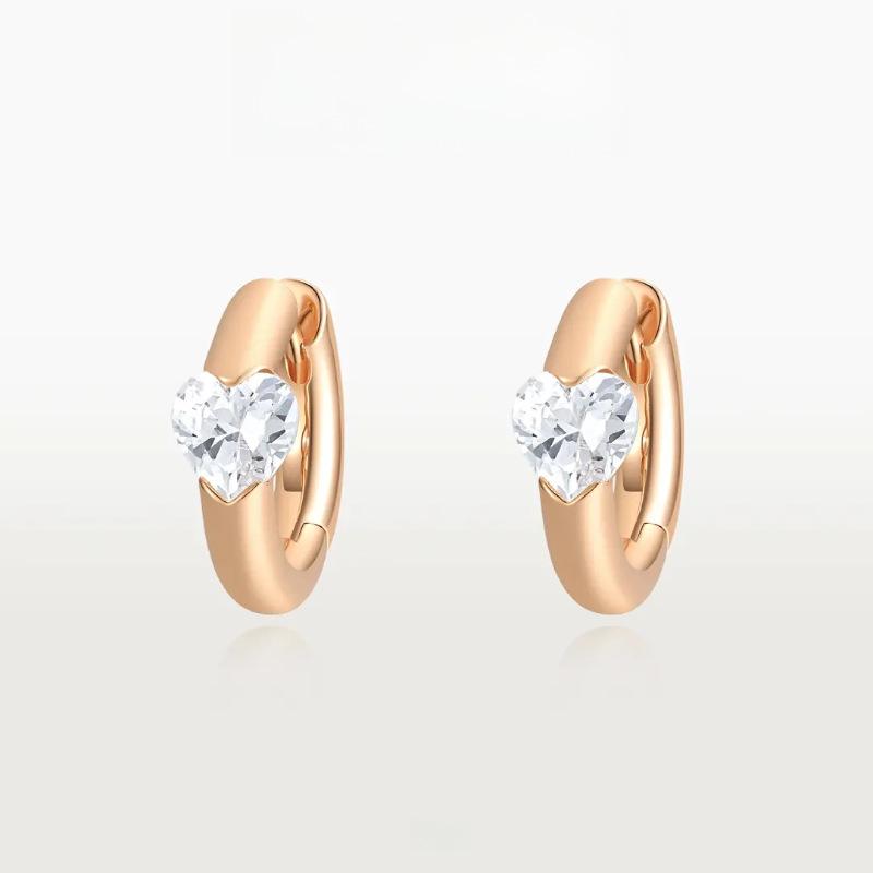 Luxury Vintage Glossy Heart Diamond Earrings Elegant Fashionable Versatile Retro Accessories