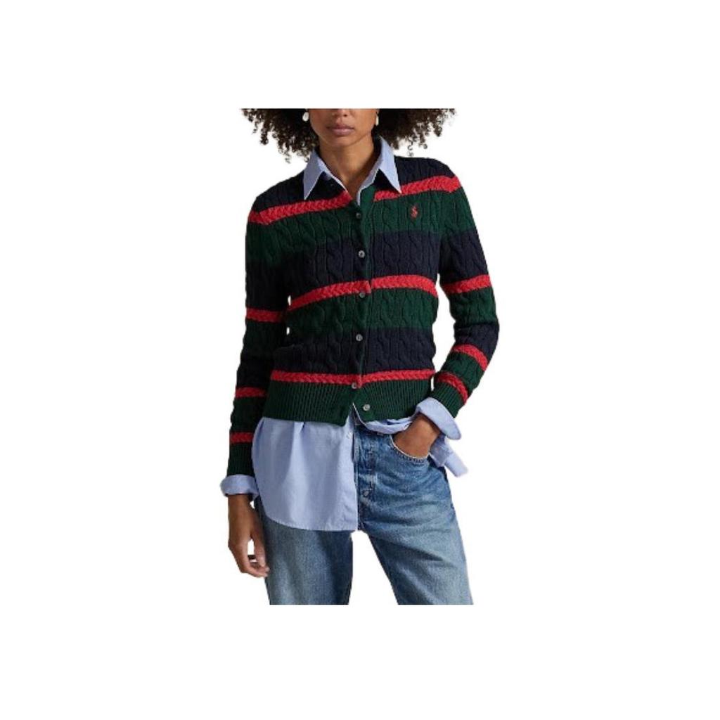 Polo Ralph Lauren Color Block Striped Button Down Long Sleeve Knit Sweater Women Sweater 211A89539-001