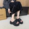 Retro leopard print trendy slope heel slippers women's summer 2025 summer new outer wear waterproof platform thick-soled high-heeled cool slippers
