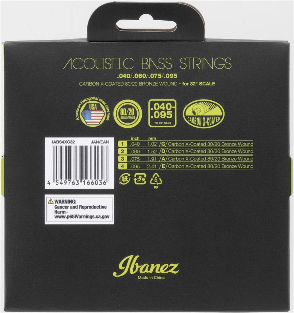IBANEZ Scale Carbon Coated Strings for Acoustic Bass IABS4XC32 32"