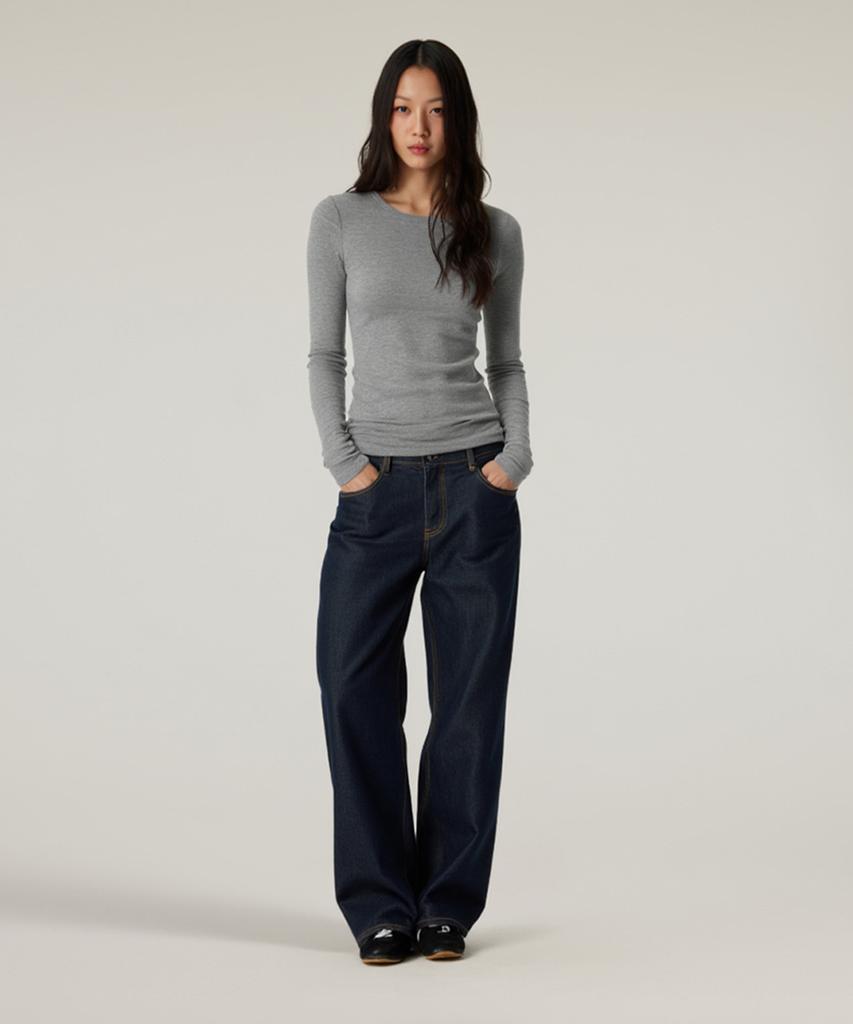 Beoteunseoul [Womens] Wool Blend Tencel Soft Stretch Back Pintuck Long Sleeve T-Shirt (3 Colors)