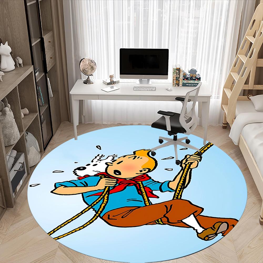 1 Pezzo Tappeto Rotondo Ufficio Tintin, Antiscivolo, Morbido e Durevole Tappeto da Ufficio per Decorazione d'Interni, Perfetto per l'Ufficio, Bella Decorazione