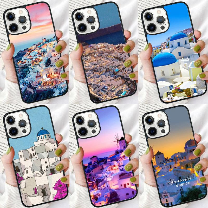 Oia Santorini Greece Phone Case For iPhone 17 Air 16 Pro Max 15 14 Plus 11 12 13 Soft Bumper Shell Cover Coque