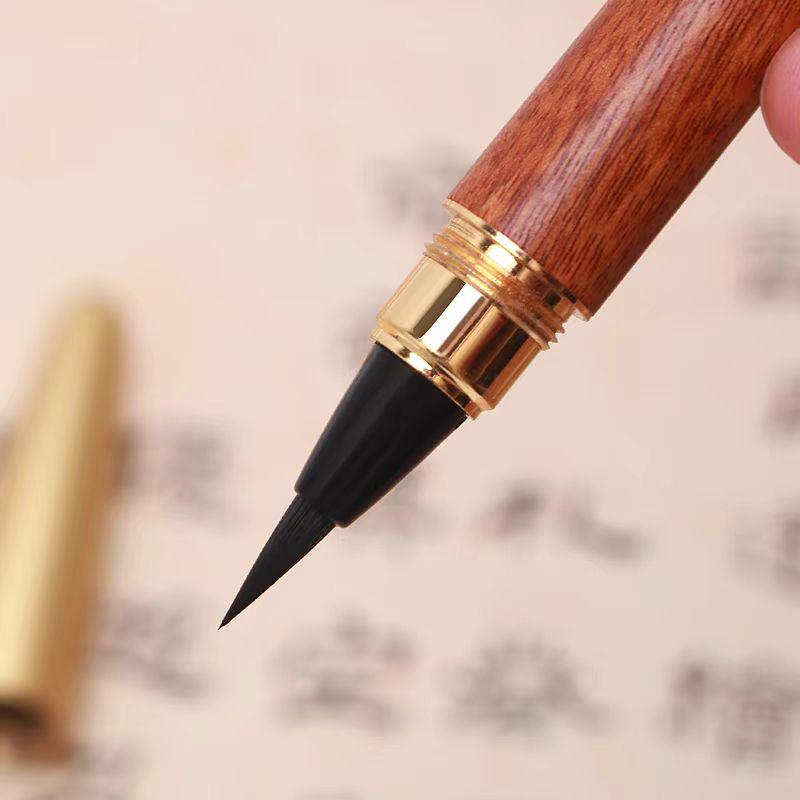 Sandelholz Weiche Spitze Kalligraphie Pinselstift - Gravierter Füllfederhalter Stil für Schülerübungen