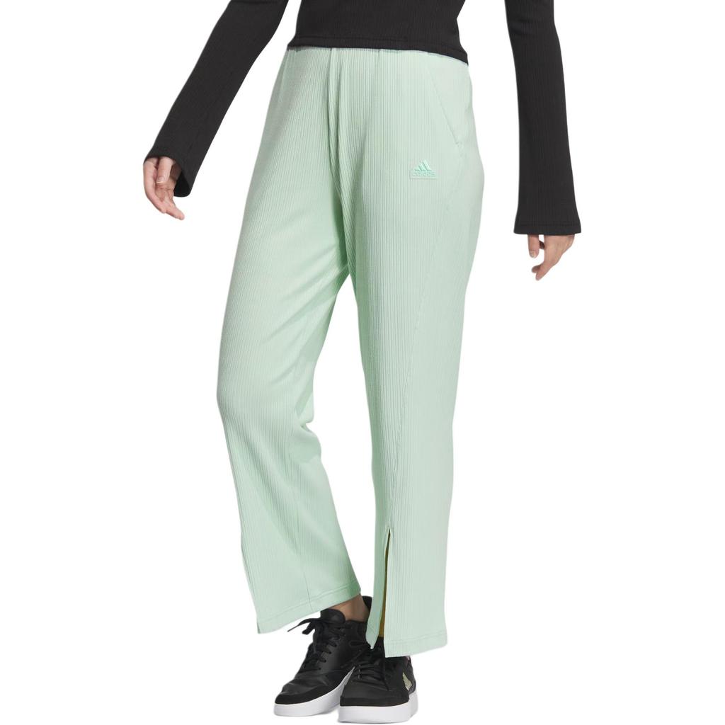 adidas Lounge WIDE LEG KNIT JOGGERS Casual Pants Women's Light Green JJ3605