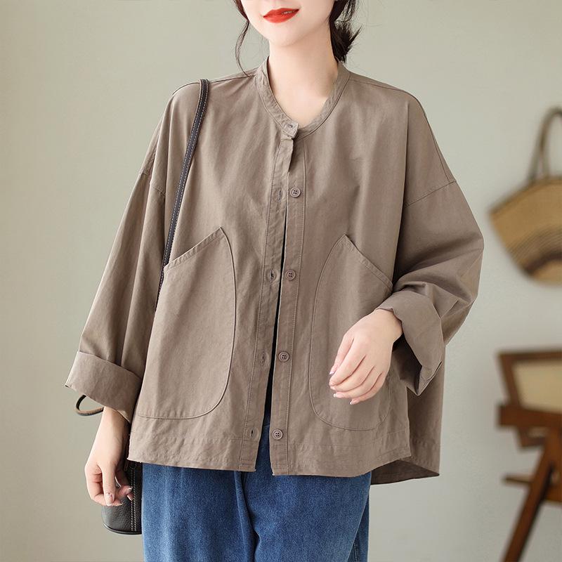 Women s Plus Size Long Sleeve Cotton Linen Cardigan - Korean Style, Spring 2026 Collection XL