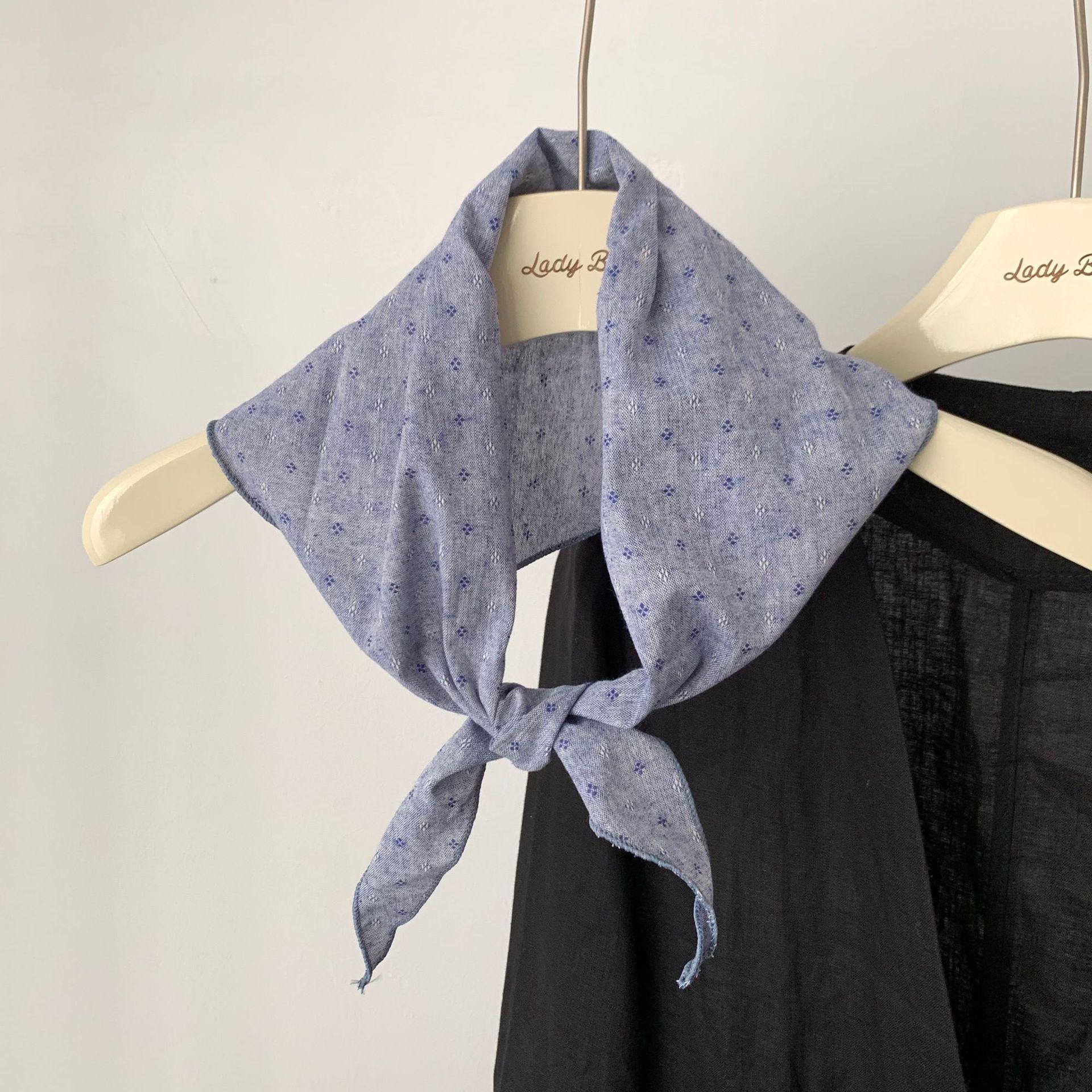 Japanese retro floral cotton and linen silk scarf literary and fashionable temperament neck square scarf neck protection thin scarf accessories 26-96