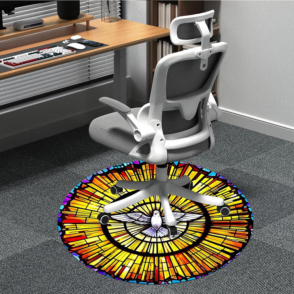 

1pc Stained Glass Dove Carpet for Office, Non-slip, Soft and Durable Office Rug, Perfect for Office yy260128030 80cm by 80cm
