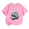 Kids Boys Girls Crew Neck Short Sleeve 100% Cotton T-Shirt, Classic Retro Racing Car 917 Pattern Print Casual Soft Tee for Children Daily Wear Street